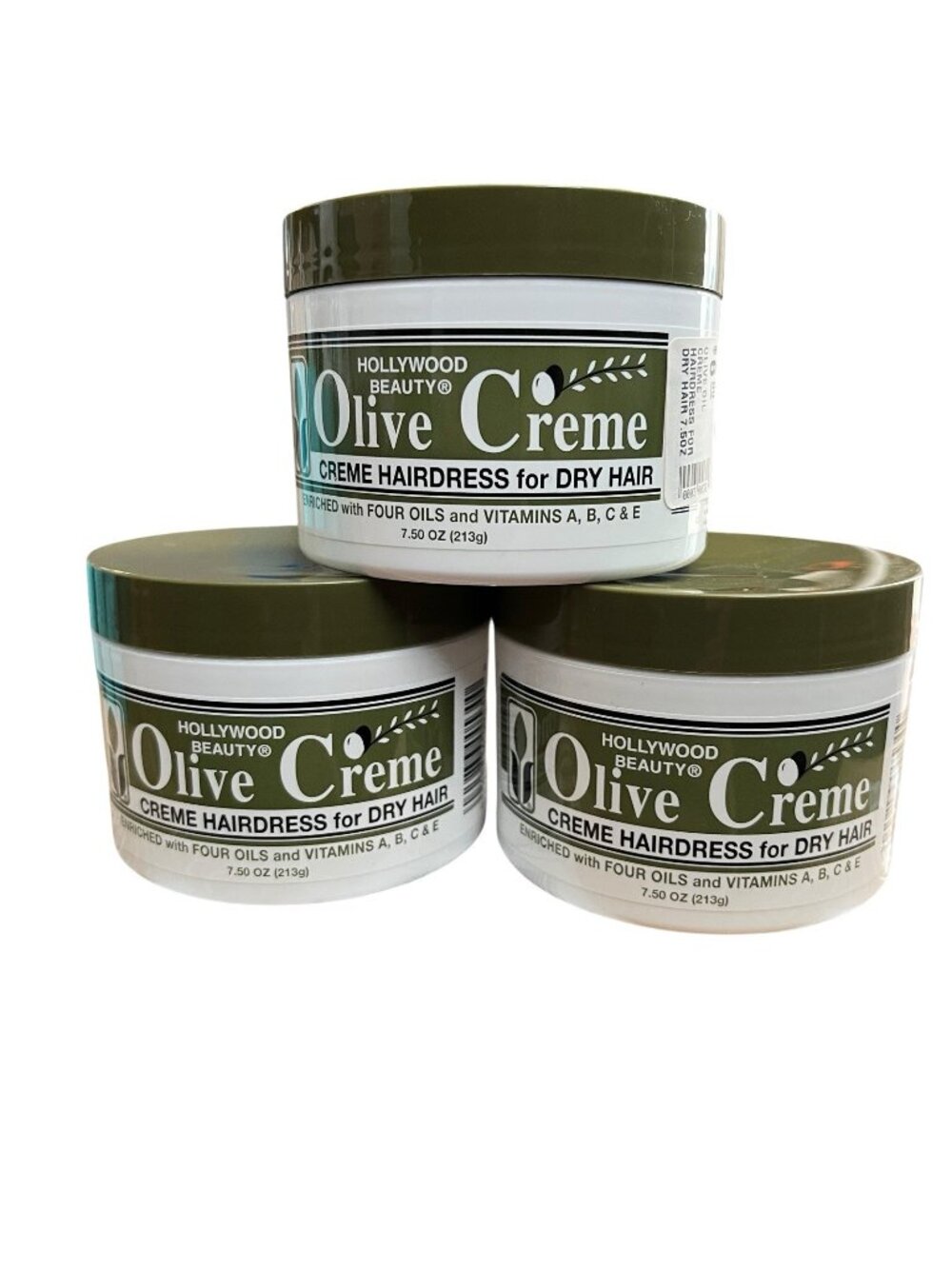 3X Hollywood Beauty Olive Creme Hairdress 7.50 oz for Dry Hair, New